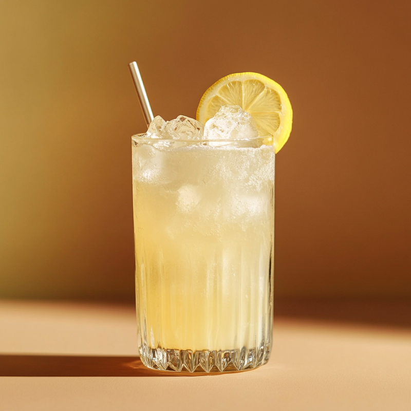A photo of the Roman Punch cocktail containing Bénédictine D.O.M. Liqueur, Hennessy V.S. Cognac, Wray & Nephew White Overproof Rum, Freshly squeezed lemon juice in a Collins.