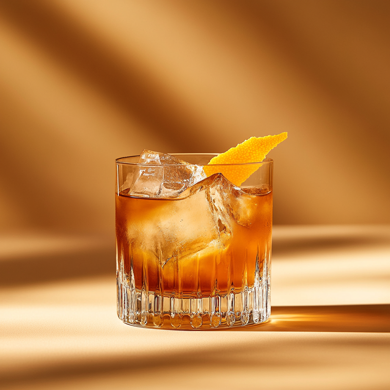 A photo of the Godfather Cocktail cocktail containing Compass Box Great King Street Artist's Blend Scotch, Luxardo Amaretto di Saschira Liqueur in a Old-Fashioned.