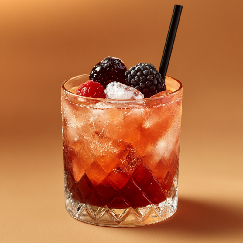 A photo of the Berry Bourbon Shake-Up cocktail containing Savage & Cooke Cask Finished Bourbon, Liber & Co. Real Grenadine, Freshly squeezed lemon juice in a Old-Fashioned.