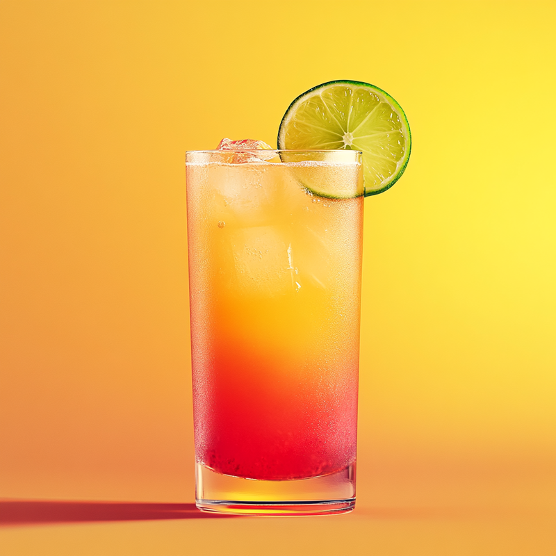 A photo of the Melon Chirp cocktail containing Ketel One Vodka, MIDORI Melon Liqueur, Luxardo Amaretto di Saschira Liqueur, Freshly squeezed lime juice, Cranberry juice, Freshly squeezed orange juice in a Collins.