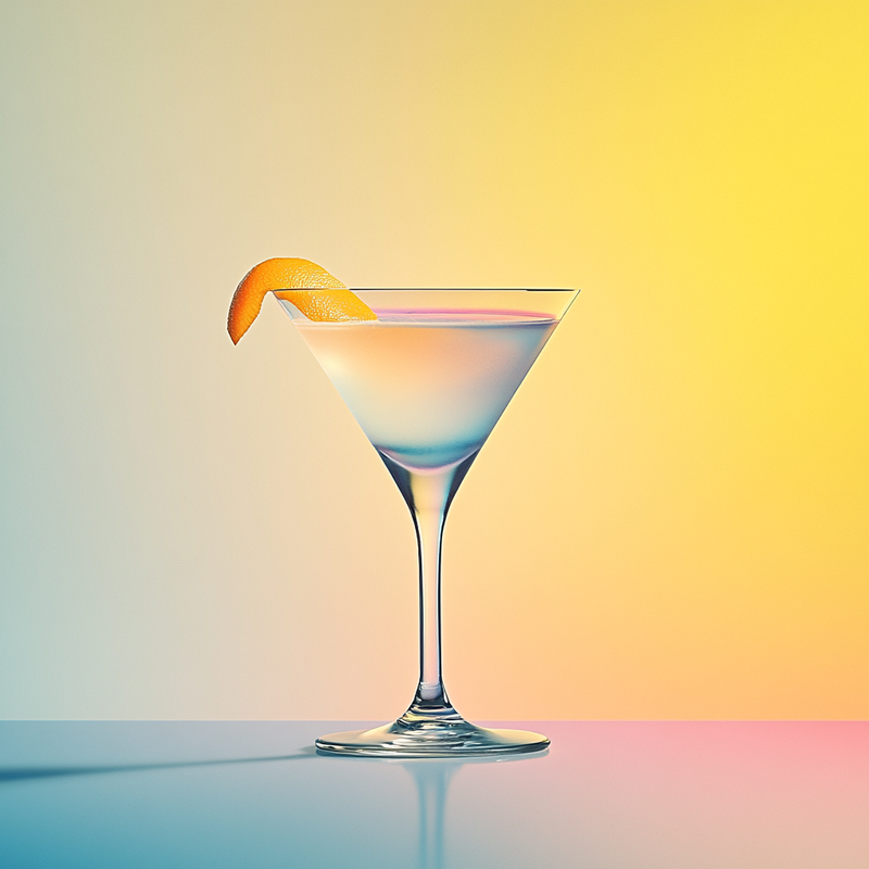 A photo of the Cerulean Grove Martini cocktail containing Beefeater London Dry Gin, Giffard Blue Curaçao, Freshly squeezed pink grapefruit juice, Fresh pressed pineapple juice in a Martini.