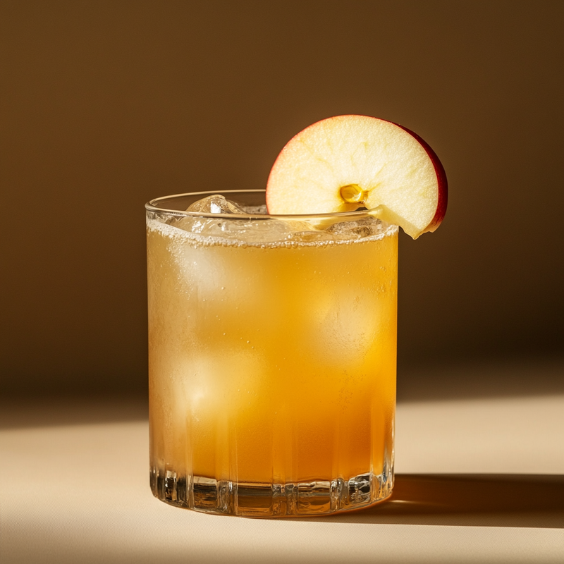 A photo of the Rye & Buzzed Apple cocktail containing Willett Family Estate Bottled 4 Year Rye, Runny honey, Milagro Reposado Tequila, Pressed apple juice, Ginger ale in a Collins.