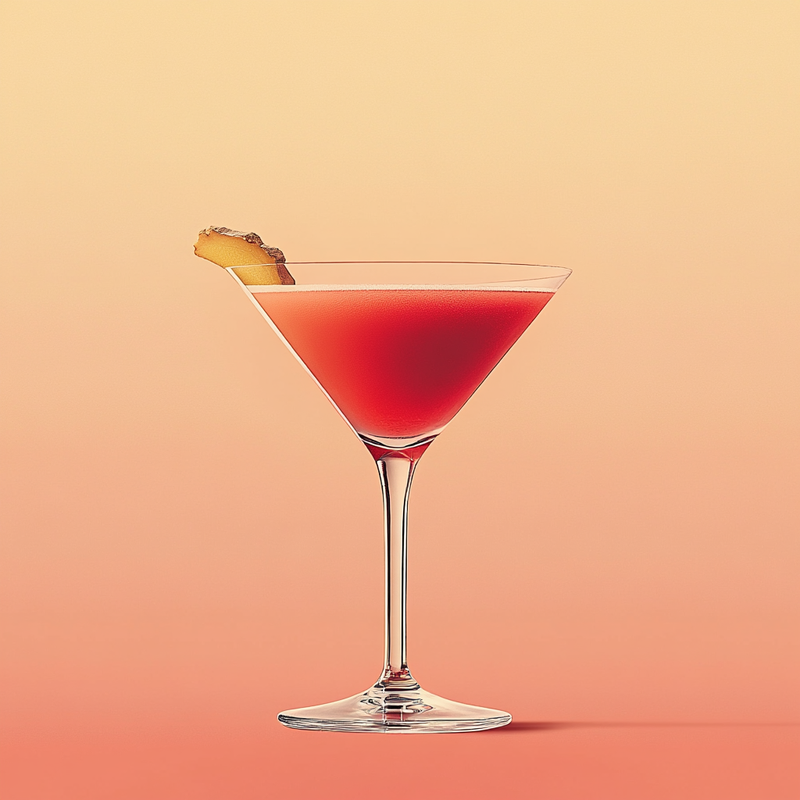 A photo of the Crimson Ginger Martini cocktail containing Ketel One Vodka, Barrow's Intense Ginger Liqueur, Cranberry juice in a Martini.
