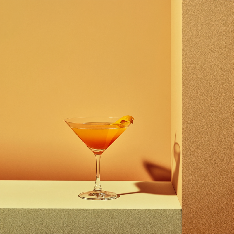 A photo of the Yokohama cocktail containing Ketel One Vodka, Freshly squeezed orange juice, Beefeater London Dry Gin, Pernod Absinthe, Liber & Co. Real Grenadine in a Martini.