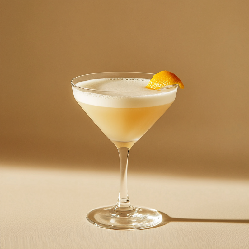 A photo of the Vermouth Zest Whisper cocktail containing Hennessy V.S. Cognac, Giffard Triple Sec, Noilly Prat Dry Vermouth, Freshly squeezed lemon juice, Fee Brothers Fee Foam Egg White Alternative in a Martini.