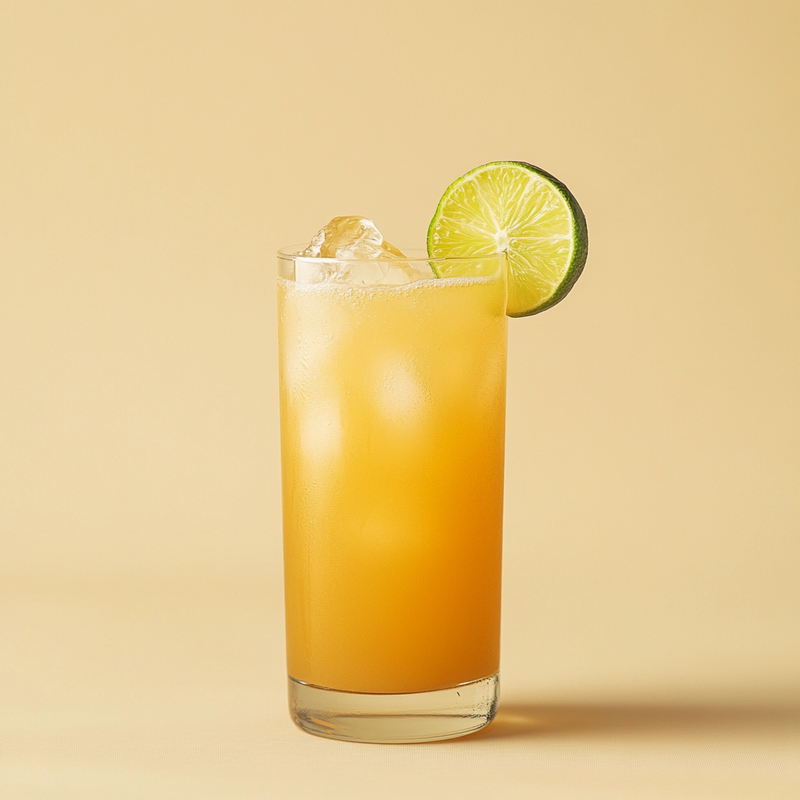 A photo of the Bourbon Buzz cocktail containing Savage & Cooke Cask Finished Bourbon, Mr Black Cold Brew Coffee Liqueur, Fresh pressed pineapple juice, Freshly squeezed lime juice, Three Cents Ginger Beer in a Collins.