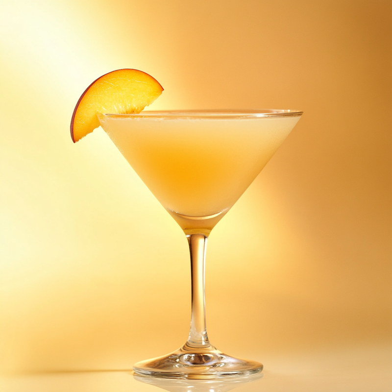 A photo of the Peachy Daiqarita cocktail containing Planteray 3 Stars White Rum, Rothman & Winter Orchard Peach Liqueur, Freshly squeezed lime juice, Chilled water (reduce if wet ice) in a Martini.