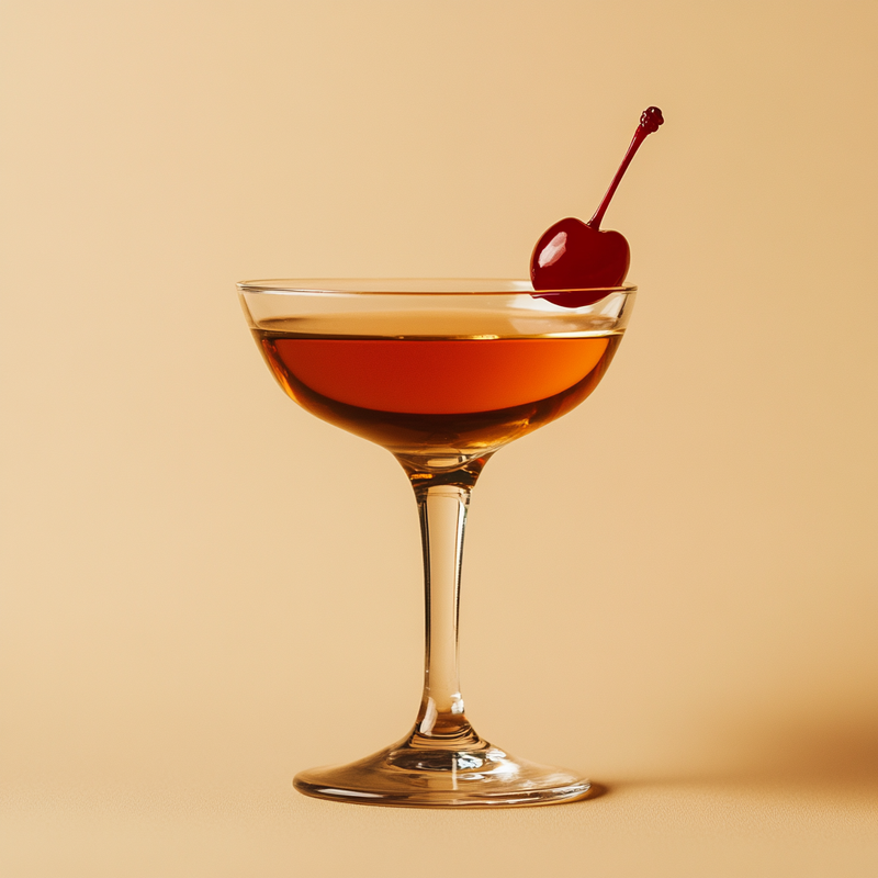A photo of the Artichoke Manhattan cocktail containing Willett Family Estate Bottled 4 Year Rye, Cynar, Martini & Rossi Rosso Sweet Vermouth in a Coupe.