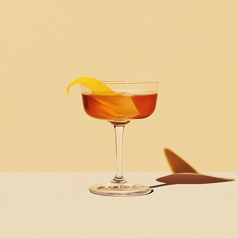 A photo of the Woxum cocktail containing Laird's Straight Apple Brandy 100 Proof Bottled In Bond, Martini & Rossi Rosso Sweet Vermouth, Chartreuse Yellow in a Coupe.