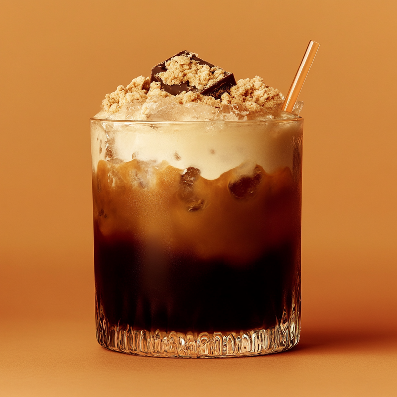 A photo of the Creamy Orange Twist cocktail containing Bailey's Irish Cream, Grand Marnier, Mr Black Cold Brew Coffee Liqueur in a Old-Fashioned.