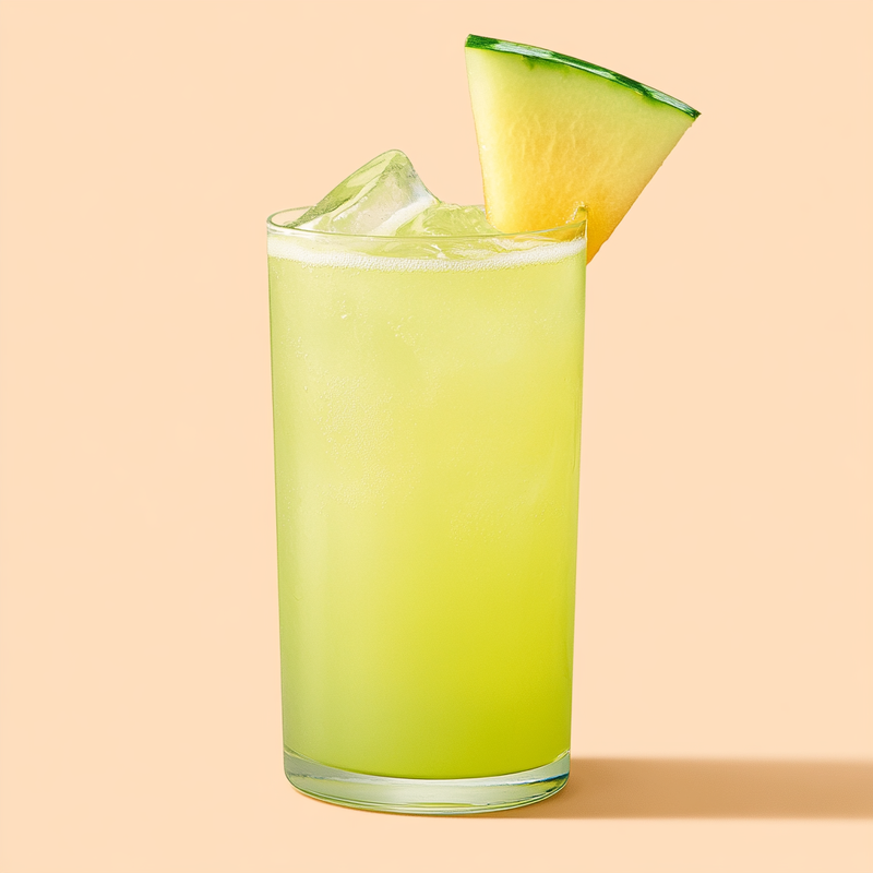 A photo of the Melon Cosmo Splash cocktail containing Ketel One Vodka, Giffard Triple Sec, MIDORI Melon Liqueur, Fresh pressed pineapple juice in a Collins.