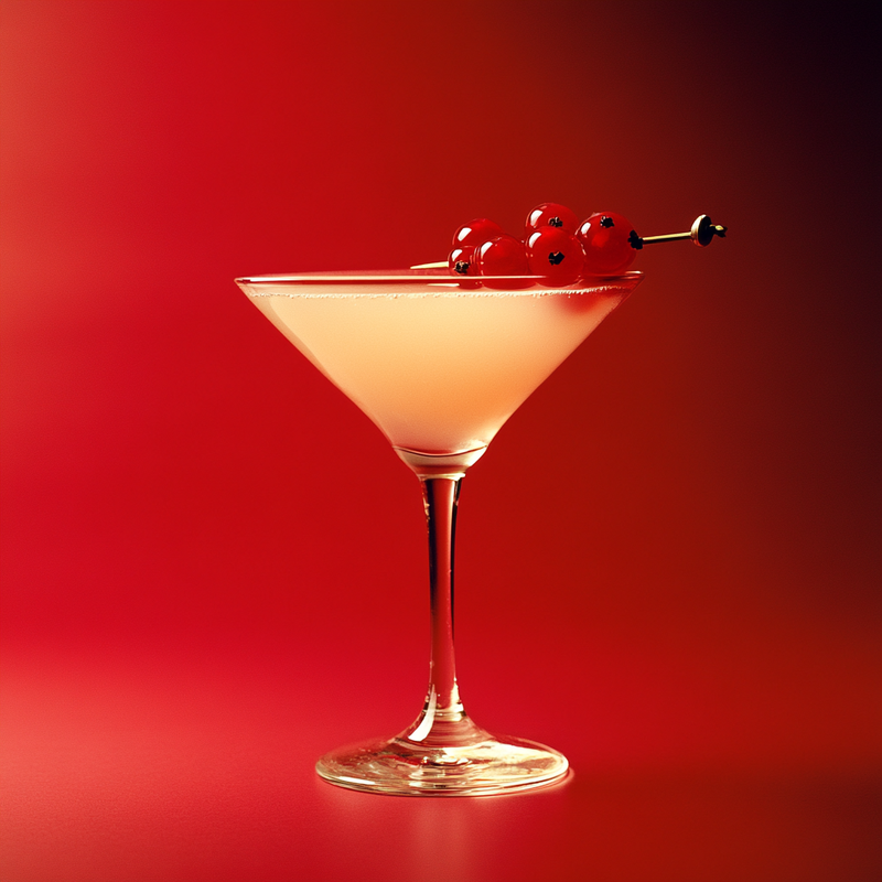 A photo of the Sloe Currant Martini cocktail containing Redcurrants, Appleton Estate 8 Year Old Reserve Rum, Hayman's Sloe Gin, Freshly squeezed lemon juice, Vanilla sugar syrup in a Martini.