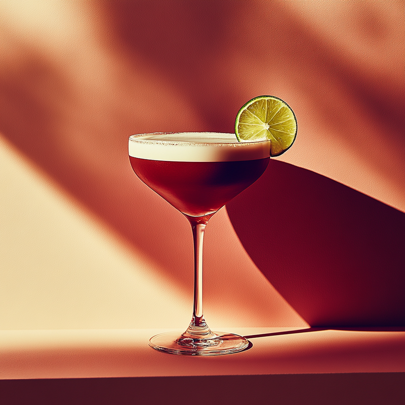A photo of the Daiquiri No.2 cocktail containing Planteray 3 Stars White Rum, Martini & Rossi Rosso Sweet Vermouth, Freshly squeezed lime juice, Marie Brizard Crème de Cacao White, Liber & Co. Real Grenadine in a Martini.