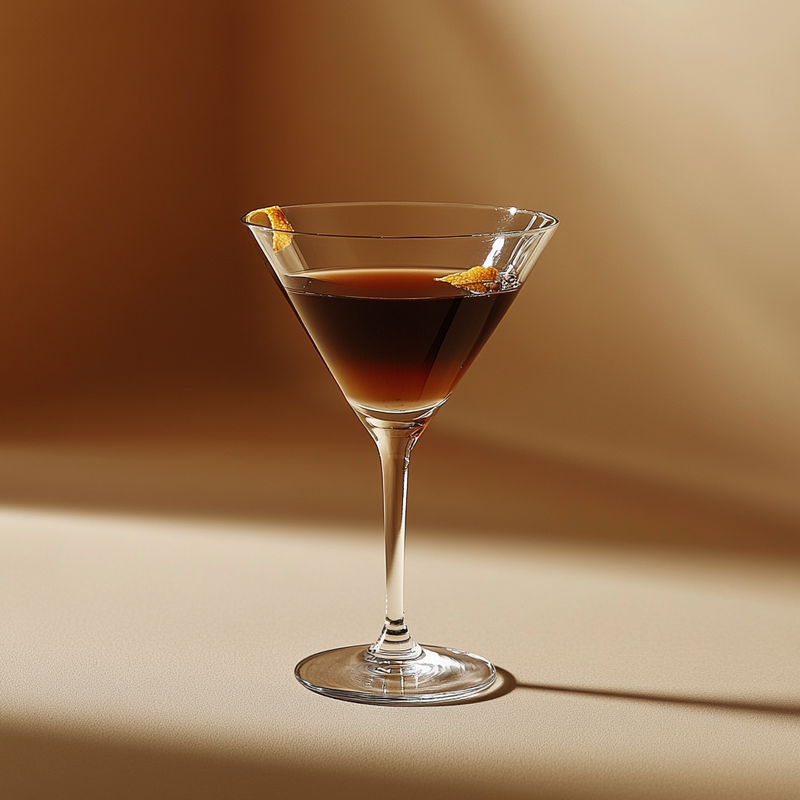 A photo of the Crimson Sunset Martini cocktail containing Shiraz red wine, Grand Marnier, Luxardo Maraschino Liqueur, Chilled water (reduce if wet ice) in a Martini.