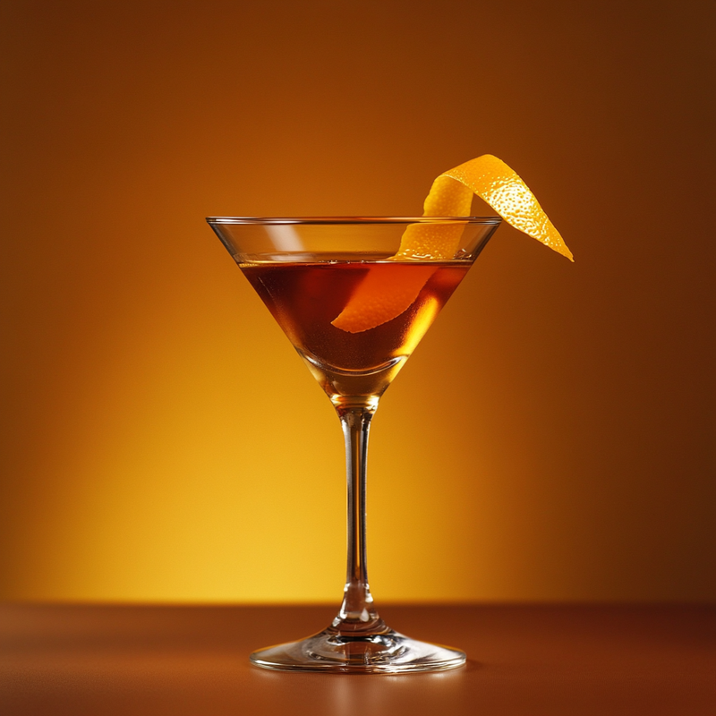 A photo of the Oriental cocktail containing Willett Family Estate Bottled 4 Year Rye, Martini & Rossi Rosso Sweet Vermouth, Grand Marnier, Freshly squeezed lime juice in a Martini.