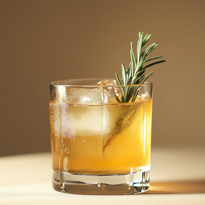 A photo of the Elderflower Reverie cocktail containing Hennessy V.S. Cognac, St-Germain Elderflower Liqueur, Freshly squeezed lemon juice, AquaRiva Organic Agave Syrup in a Old-Fashioned.