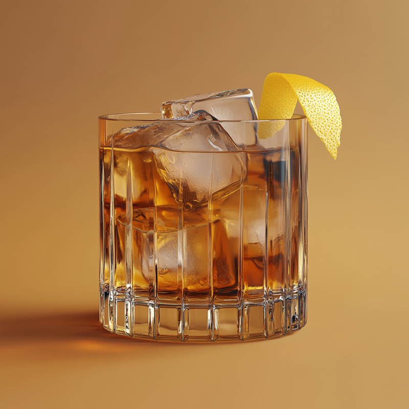 A photo of the Islay Old-Fashioned cocktail containing Ardbeg 10 Year Islay Single Malt Scotch, Liber & Co. Demerara Gum Syrup, Peychaud's Bitters in a Old-Fashioned.