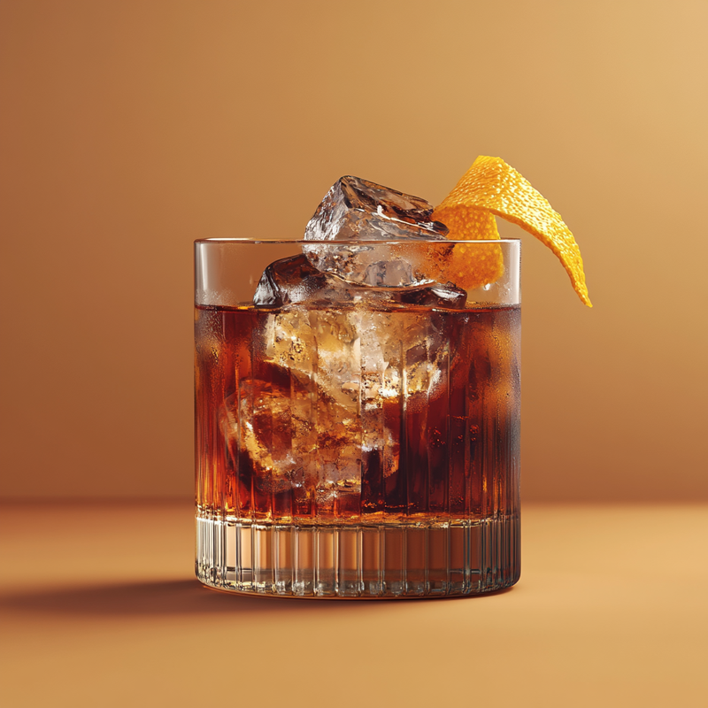 A photo of the Tequila Tryst cocktail containing Milagro Reposado Tequila, Campari Aperitivo, Carpano Punt E Mes Sweet Vermouth in a Old-Fashioned.