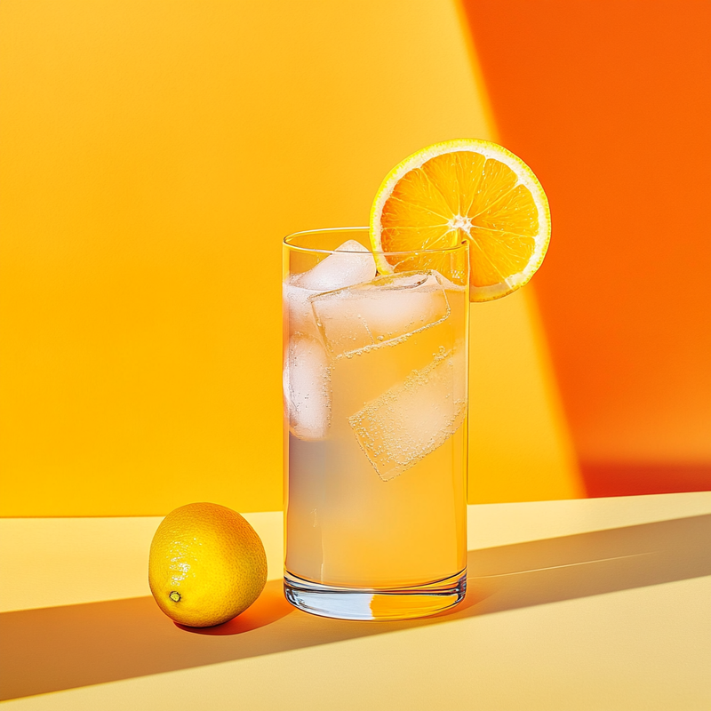 A photo of the Apricot Zing Collins cocktail containing Giffard Abricot Du Roussillon, Freshly squeezed orange juice, Freshly squeezed lime juice, Club soda in a Collins.