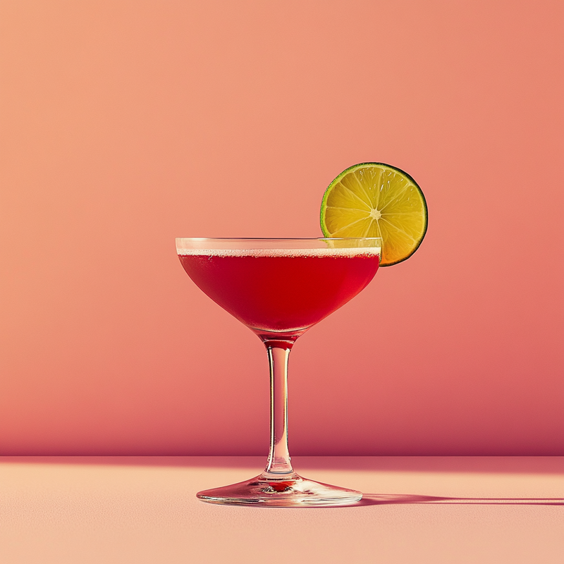 A photo of the Rum-Lime Rumba cocktail containing Ketel One Vodka, Smith & Cross Traditional Jamaica Rum, Freshly squeezed lime juice, Liber & Co. Real Grenadine in a Coupe.