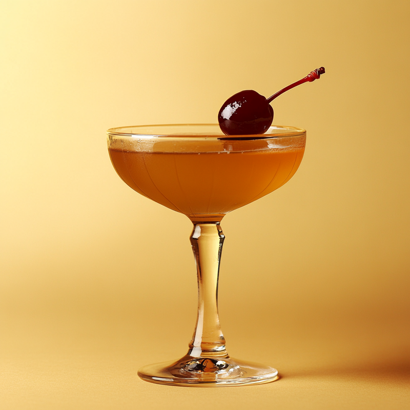 A photo of the Bourbon Apricot Twist cocktail containing Savage & Cooke Cask Finished Bourbon, Carpano Punt E Mes Sweet Vermouth, Giffard Abricot Du Roussillon, Angostura Aromatic Bitters in a Coupe.