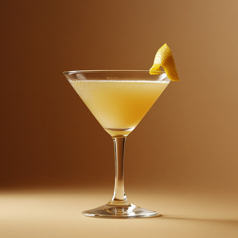 A photo of the Apricot Maraschino Martini cocktail containing Planteray 3 Stars White Rum, Giffard Abricot Du Roussillon, Luxardo Maraschino Liqueur, Freshly squeezed lemon juice, Angostura Orange Bitters, Chilled water (reduce if wet ice) in a Martini.