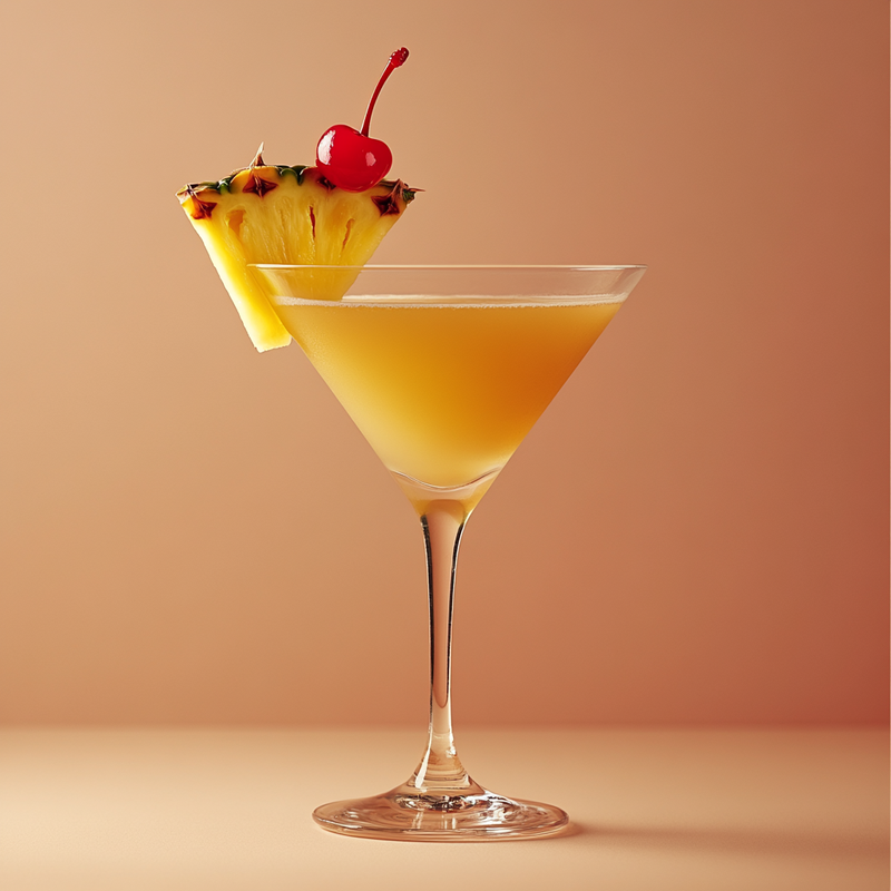 A photo of the Pineapple Negroni Martini cocktail containing Beefeater London Dry Gin, Noilly Prat Dry Vermouth, Martini & Rossi Rosso Sweet Vermouth, Fresh pressed pineapple juice in a Martini.