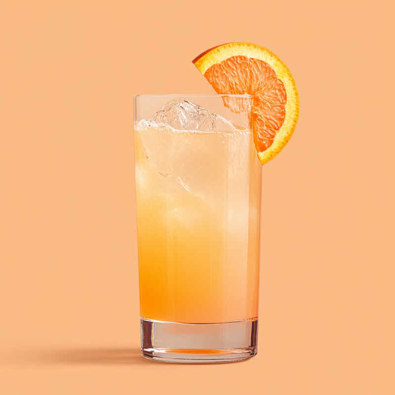 A photo of the Citrus Gin Glide cocktail containing Beefeater London Dry Gin, Freshly squeezed orange juice, Freshly squeezed pink grapefruit juice in a Collins.