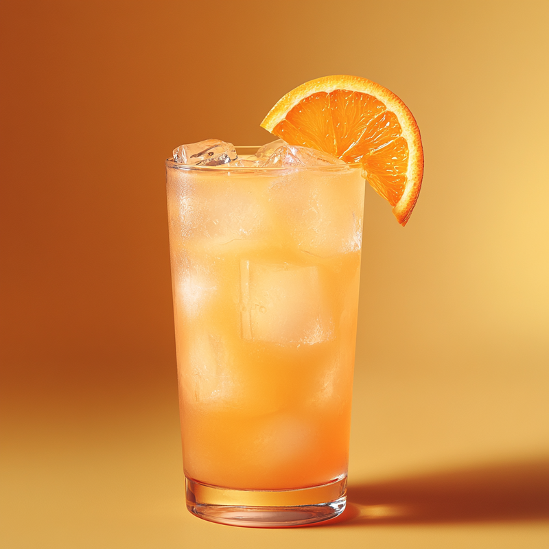 A photo of the Apricot Sunshine Squeeze cocktail containing Ketel One Vodka, Giffard Triple Sec, Giffard Abricot Du Roussillon, Campari Aperitivo, Freshly squeezed orange juice in a Collins.