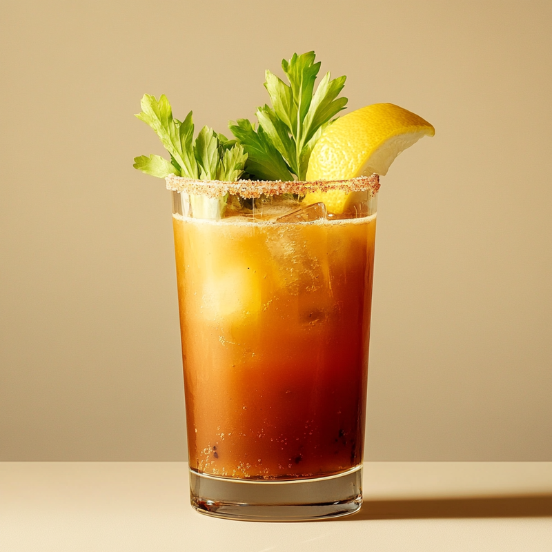 A photo of the Bull Shot cocktail containing Ketel One Vodka, Cold beef bouillon, Freshly squeezed lemon juice, Worcestershire sauce, Hot pepper sauce, Salt, Black pepper in a Collins.