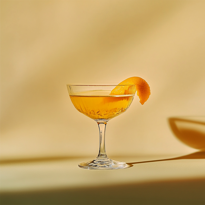 A photo of the Emerald Aioli cocktail containing Jameson Irish Whiskey, Luxardo Maraschino Liqueur, Mandarine Napoleon Liqueur, Noilly Prat Dry Vermouth in a Martini.