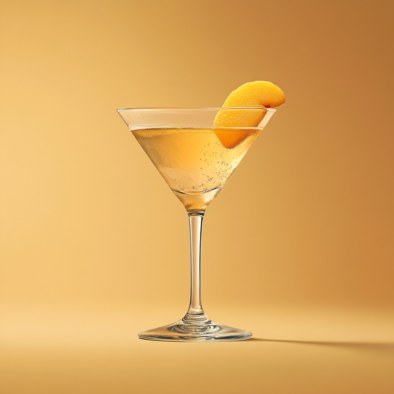 A photo of the Mule's Hind Leg cocktail containing Beefeater London Dry Gin, Bénédictine D.O.M. Liqueur, Roger Groult 3 Year Reserve Pays D'Auge Calvados, Giffard Abricot Du Roussillon, Maple syrup, Chilled water (reduce if wet ice) in a Martini.