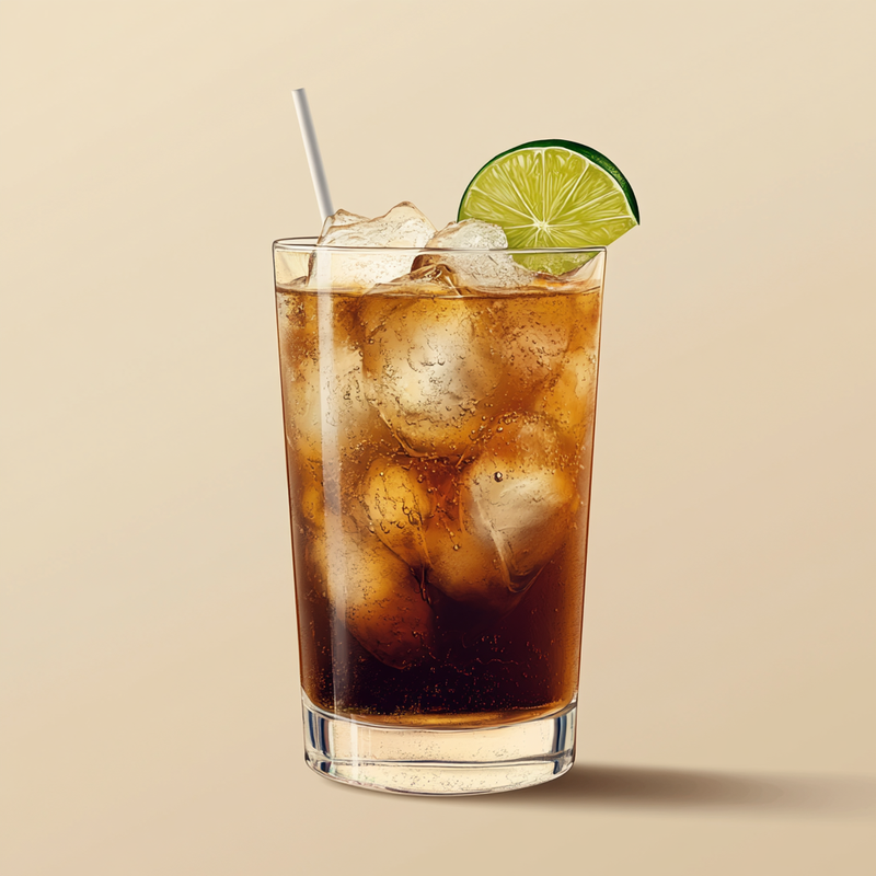 A photo of the Cuba Pintada cocktail containing Planteray 3 Stars White Rum, Coca-Cola, Club soda in a Collins.