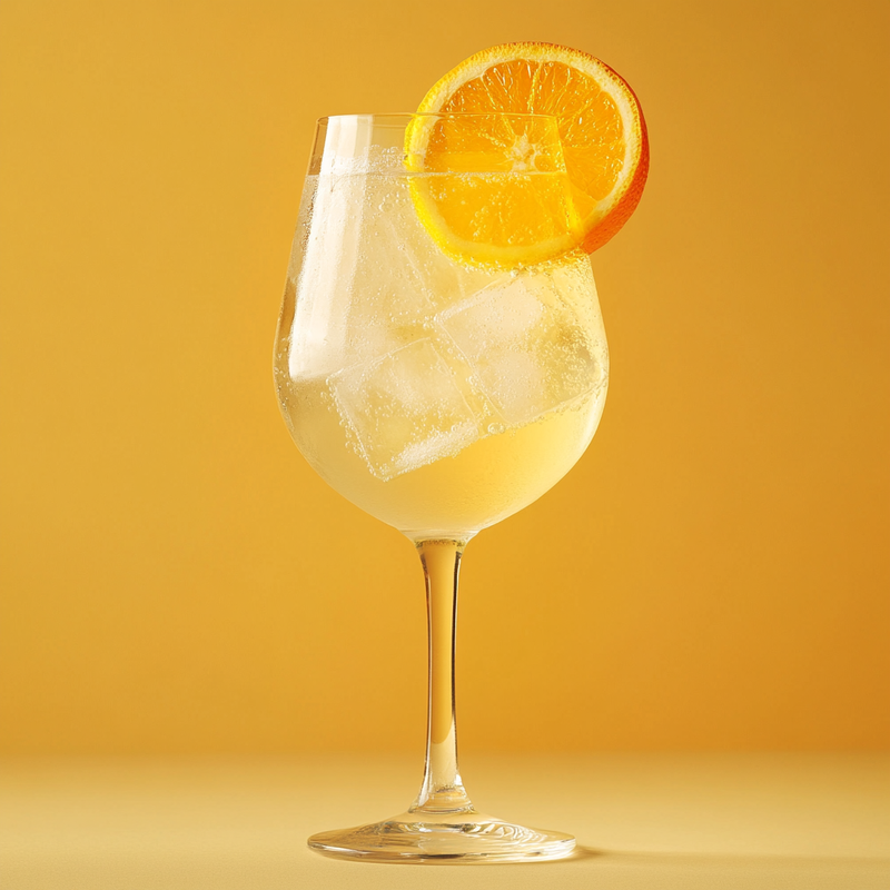 A photo of the Limone Spritz cocktail containing La Marca Prosecco, Pallini Limoncello, Club soda in a Wine.