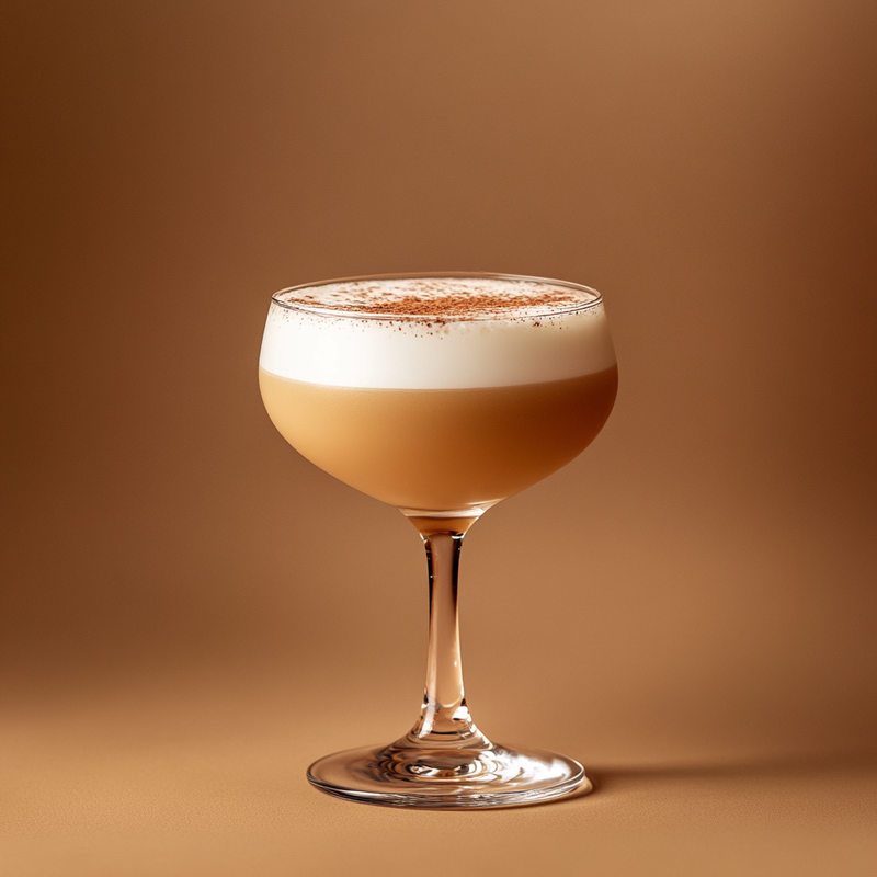 A photo of the Alexander cocktail containing Beefeater London Dry Gin, Marie Brizard Crème de Cacao White, Single cream / half-and-half, Fee Brothers Fee Foam Egg White Alternative in a Coupe.