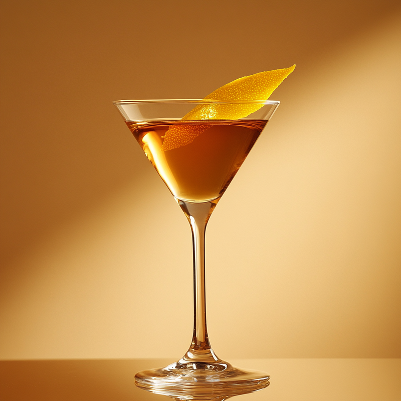 A photo of the Manhattan Dry cocktail containing Savage & Cooke Cask Finished Bourbon, Noilly Prat Dry Vermouth, Angostura Aromatic Bitters in a Martini.