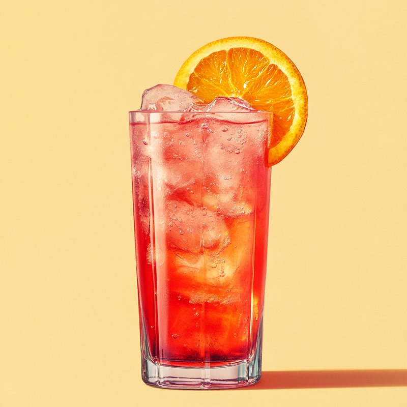 A photo of the Gin & Tonic's Scarlet Whisper cocktail containing Campari Aperitivo, Beefeater London Dry Gin, Tonic water in a Collins.