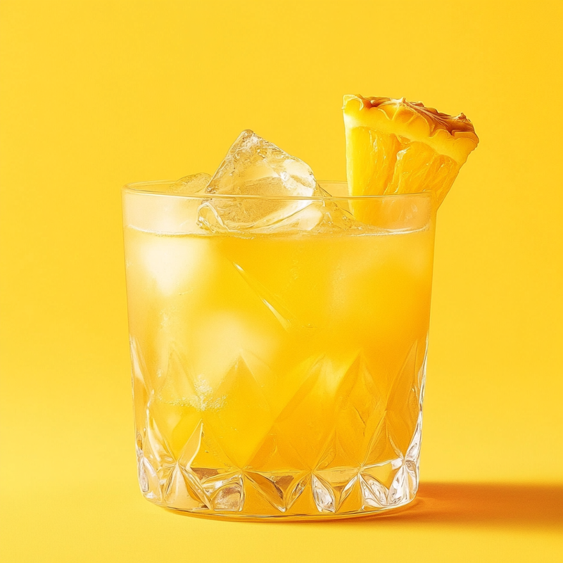 A photo of the Tropical Amaro Old-Fashioned cocktail containing Appleton Estate 8 Year Old Reserve Rum, Amaro Nonino Quintessentia, Freshly squeezed orange juice, Fresh pressed pineapple juice in a Old-Fashioned.