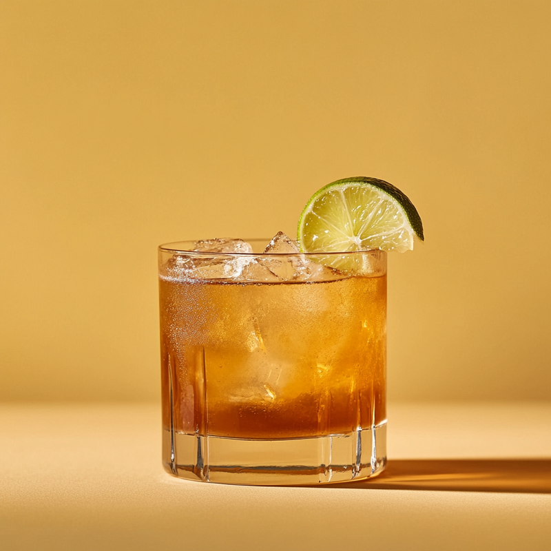 A photo of the Grog cocktail containing Hamilton Navy Strength 114 Proof Rum, Freshly squeezed lime juice, Liber & Co. Demerara Gum Syrup, Chilled water, Angostura Aromatic Bitters in a Old-Fashioned.