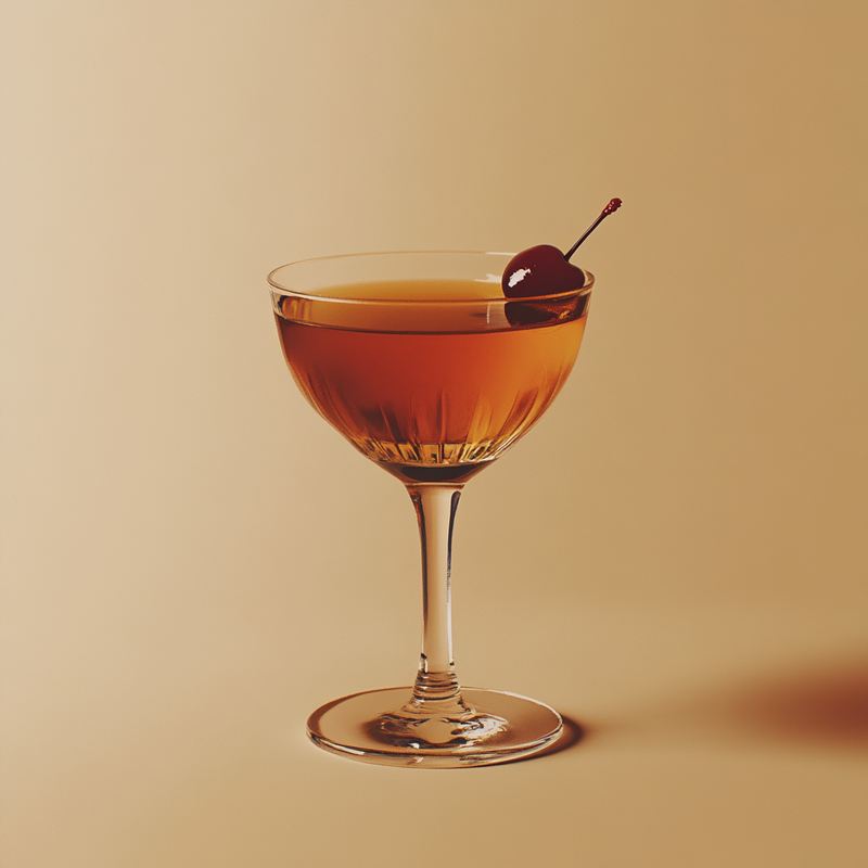 A photo of the Young Man Cocktail cocktail containing Hennessy V.S. Cognac, Martini & Rossi Rosso Sweet Vermouth, Pierre Ferrand Dry Curaçao, Angostura Aromatic Bitters in a Coupe.