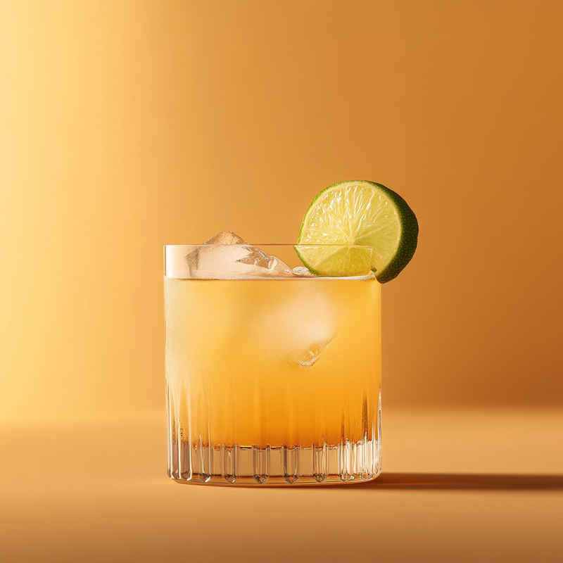 A photo of the Sloe Tequila Fizz cocktail containing Hayman's Sloe Gin, Milagro Reposado Tequila, Rose's lime cordial in a Old-Fashioned.