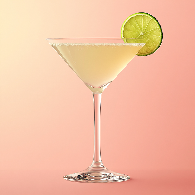 A photo of the Almond Lime Daiquiri cocktail containing Planteray 3 Stars White Rum, Rose's lime cordial, Freshly squeezed lime juice, Giffard Orgeat Syrup, Chilled water (reduce if wet ice) in a Martini.