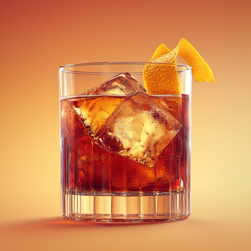 A photo of the Tequila Negroni Twist cocktail containing Patron Silver Tequila, Aperol Aperitivo, Martini & Rossi Rosso Sweet Vermouth in a Old-Fashioned.