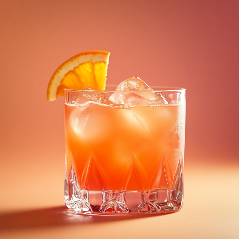 A photo of the Monkey Gland cocktail containing Beefeater London Dry Gin, Bénédictine D.O.M. Liqueur, Freshly squeezed orange juice, Liber & Co. Real Grenadine in a Old-Fashioned.