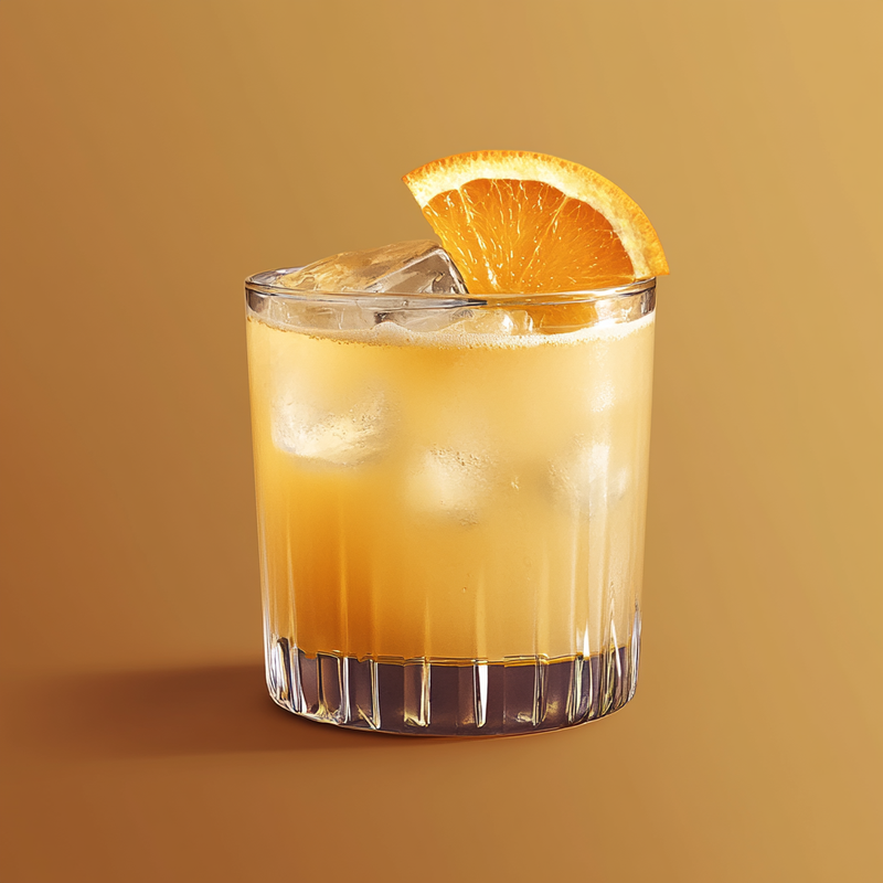 A photo of the Fog Cutter cocktail containing Planteray 3 Stars White Rum, Hennessy V.S. Cognac, Beefeater London Dry Gin, Freshly squeezed orange juice, Freshly squeezed lemon juice, Giffard Orgeat Syrup, Lustau Dry Amontillado Los Arcos in a Collins.