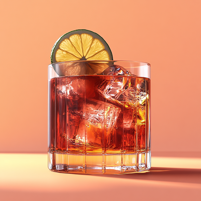 A photo of the Scotch & Chronos cocktail containing Compass Box Great King Street Artist's Blend Scotch, Campari Aperitivo, Cynar, Pernod Absinthe in a Old-Fashioned.