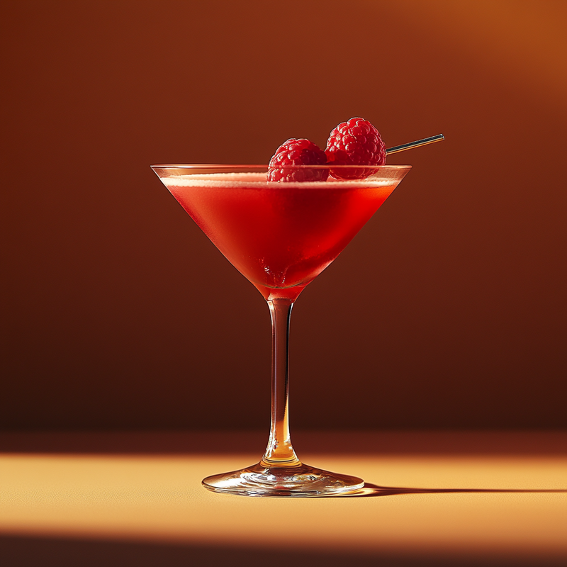 A photo of the Berry Royale cocktail containing Hennessy V.S. Cognac, Chambord Liqueur, Cranberry juice, Freshly squeezed lime juice in a Martini.