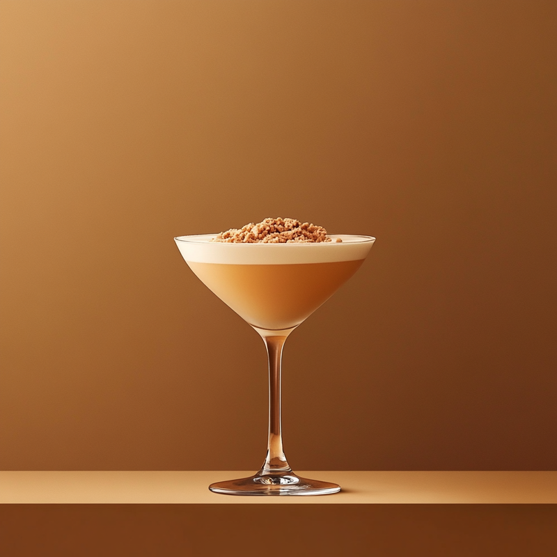 A photo of the Velvet Crumble Martini cocktail containing Bailey's Irish Cream, Rothman & Winter Orchard Peach Liqueur, Luxardo Amaretto di Saschira Liqueur, Single cream / half-and-half in a Martini.