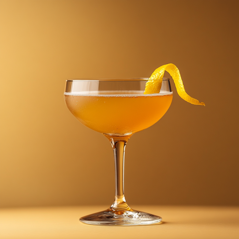 A photo of the Maple Monarch cocktail containing Hennessy V.S. Cognac, Bénédictine D.O.M. Liqueur, Maple syrup, Freshly squeezed lemon juice, Freshly squeezed orange juice, Angostura Aromatic Bitters in a Coupe.