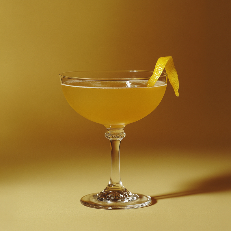 A photo of the Golden Rye Glow cocktail containing Willett Family Estate Bottled 4 Year Rye, Bénédictine D.O.M. Liqueur, Chartreuse Yellow, Freshly squeezed lemon juice, Chilled water (reduce if wet ice) in a Coupe.